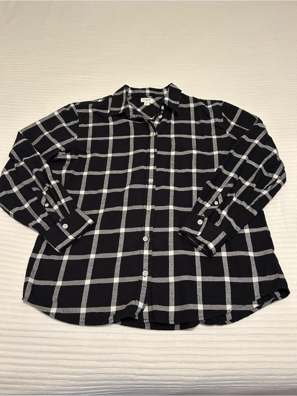 J Crew Men’s Black & White Windowpane Button‑Down Shirt - Medium